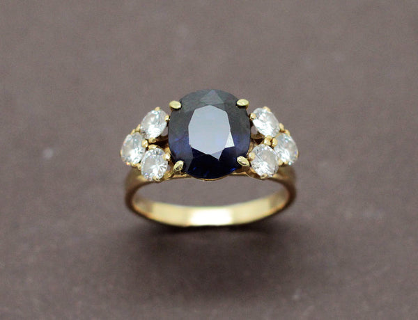 Bague Or Jaune Saphir et Diamants
