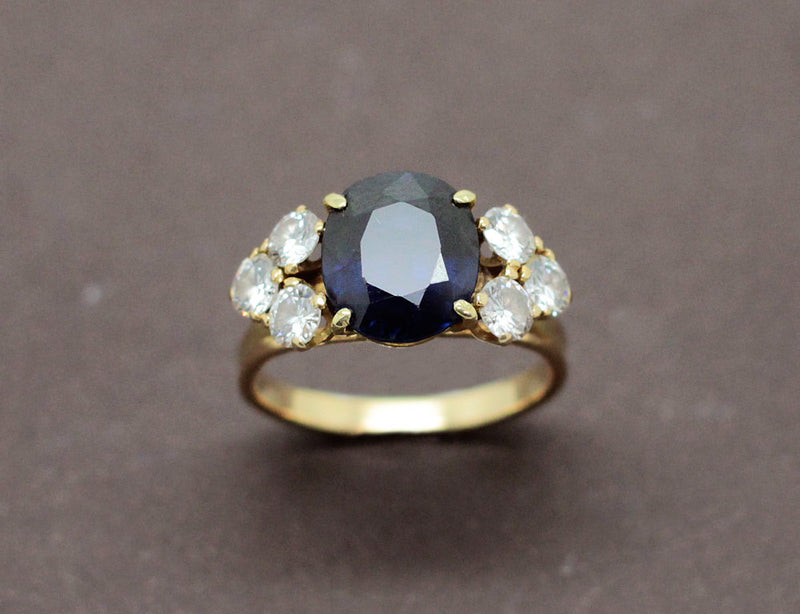 Bague Or Jaune Saphir et Diamants