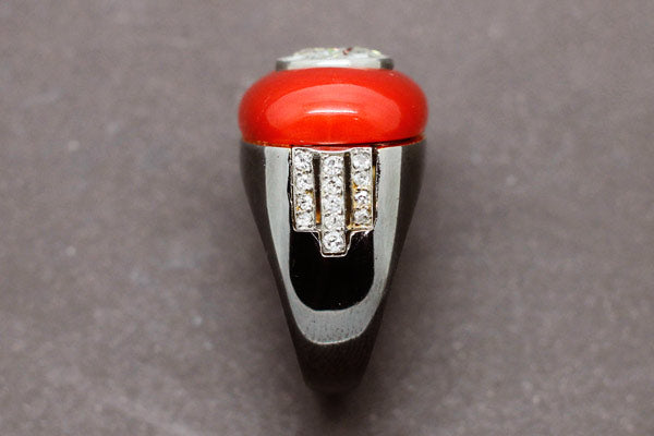 Bague Art Déco Cornaline Diamants