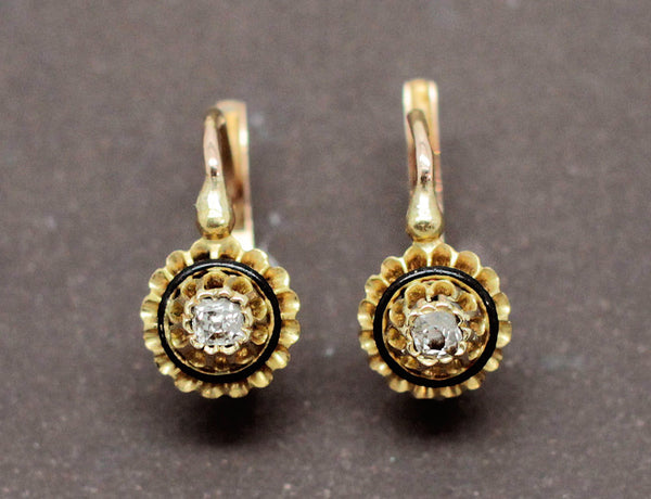 Dormeuses Ancienne Diamants Email