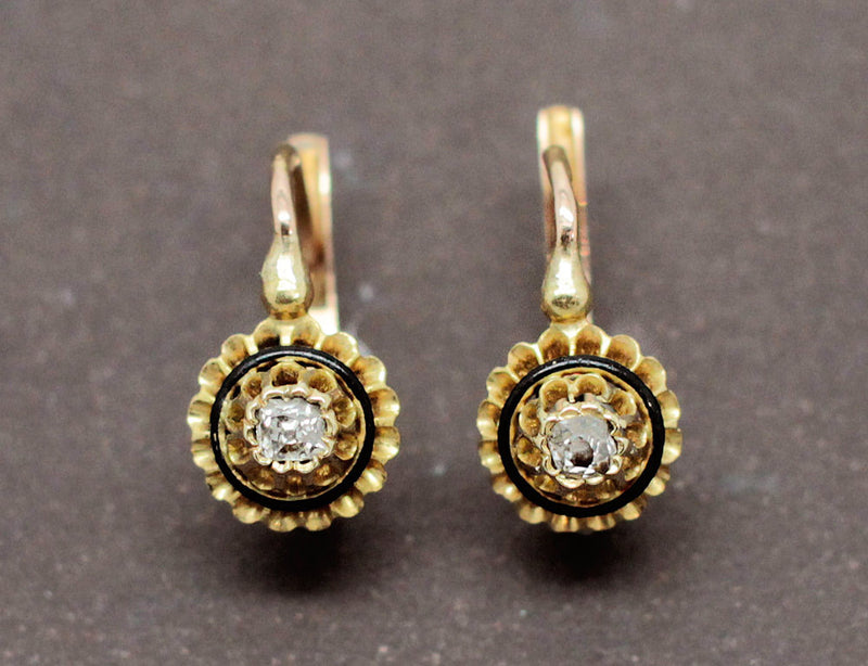 Dormeuses Ancienne Diamants Email