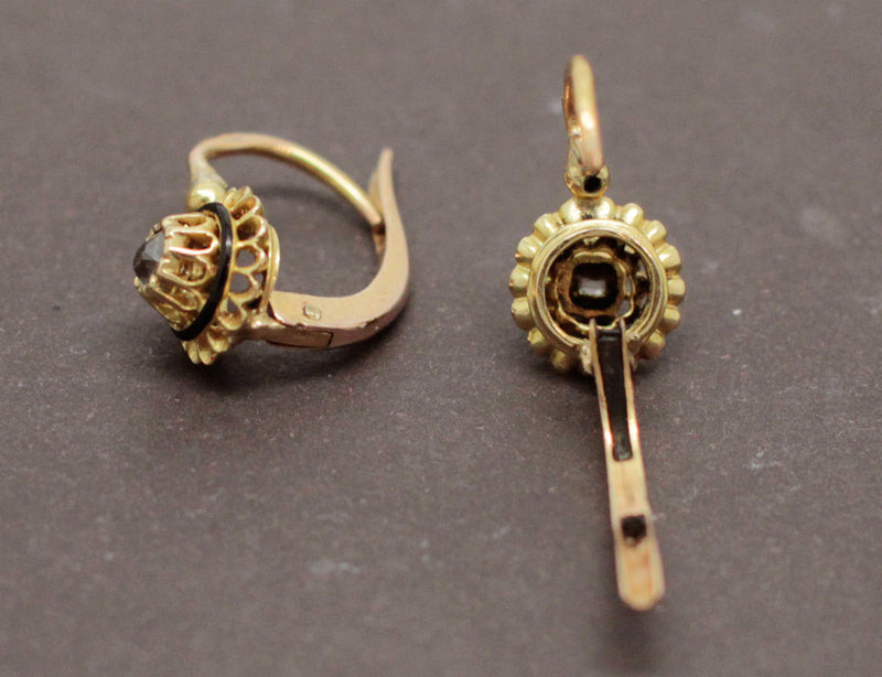 Dormeuses Ancienne Diamants Email