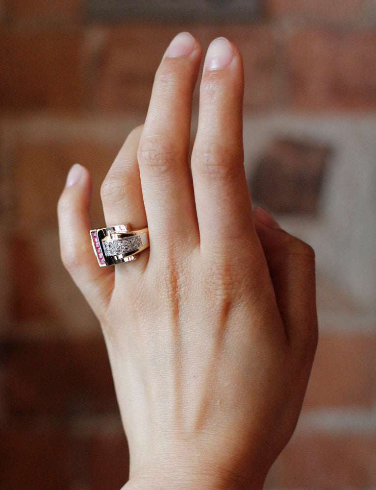 Bague Tank Or Diamants Verneuils
