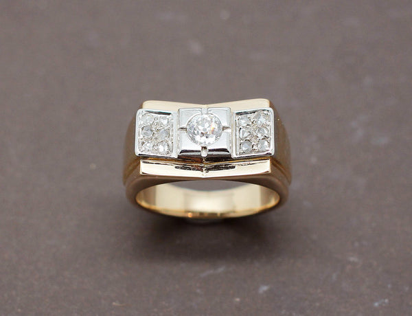 Bague Tank Or Jaune et Diamants