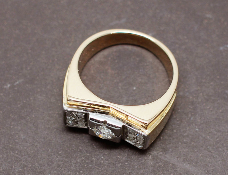 Bague Tank Or Jaune et Diamants