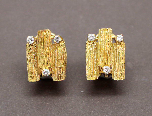 Boucles d'Oreilles Modernes Or Diamants