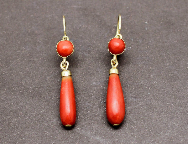 Pendants d'oreilles Corail XIXe