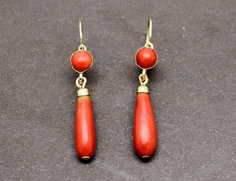 Pendants d'oreilles Corail XIXe