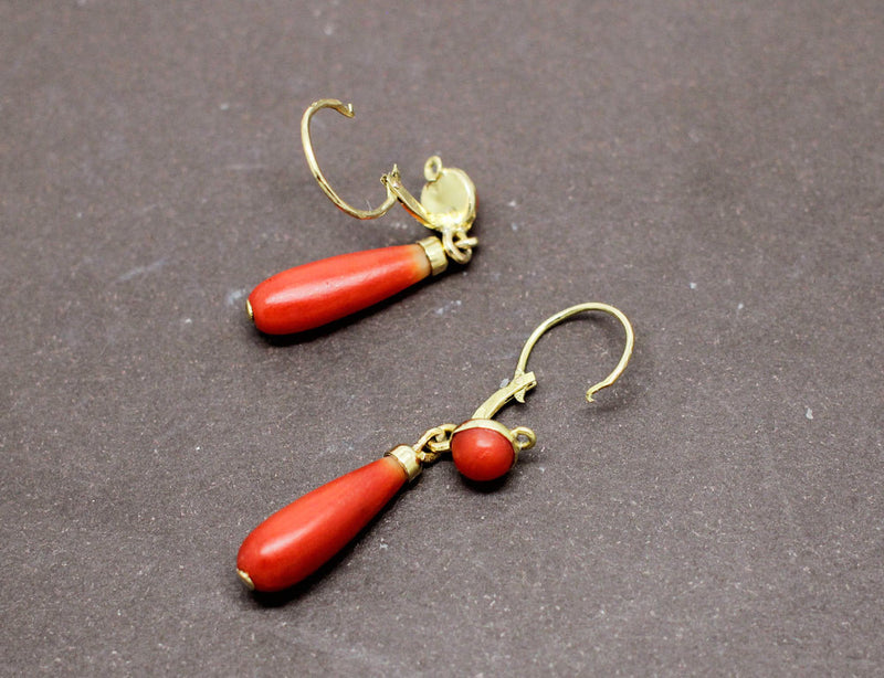 Pendants d'oreilles Corail XIXe