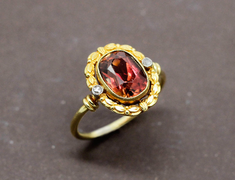 Bague Ancienne Tourmaline Diamants