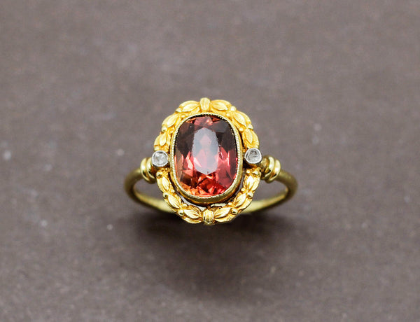 Bague Ancienne Tourmaline Diamants
