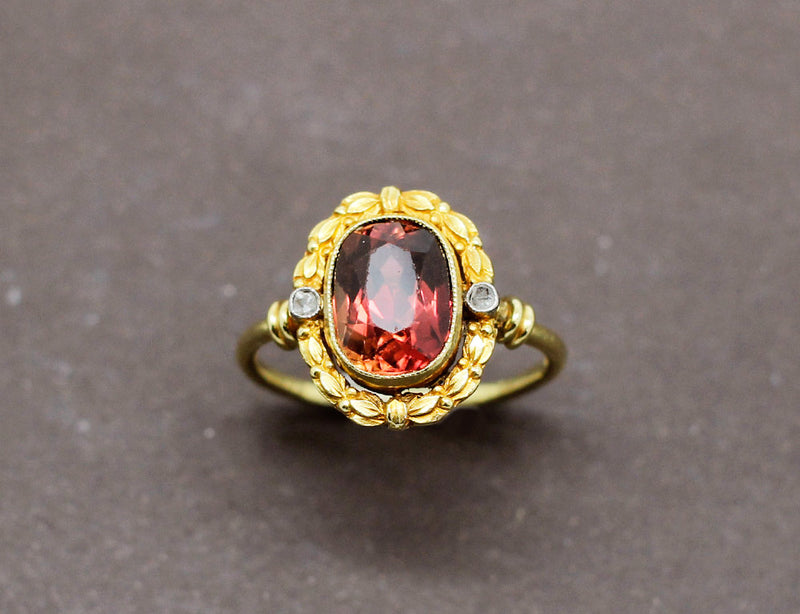 Bague Ancienne Tourmaline Diamants