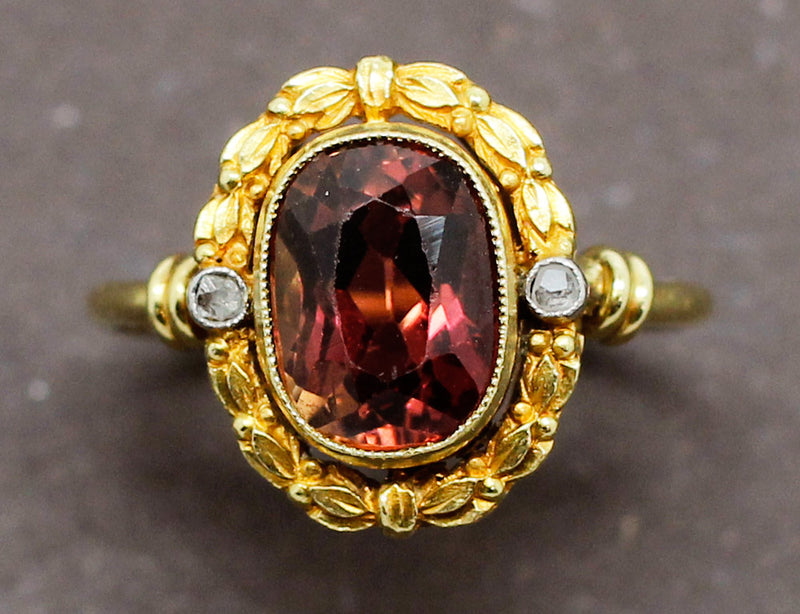 Bague Ancienne Tourmaline Diamants