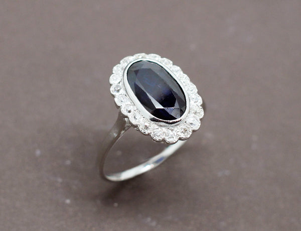 Bague Entourage Saphir Diamants