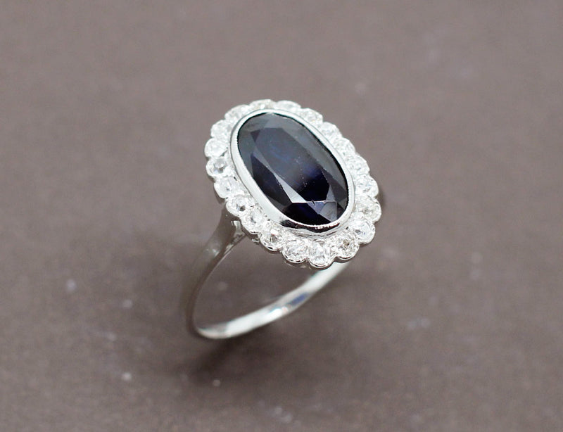 Bague Entourage Saphir Diamants