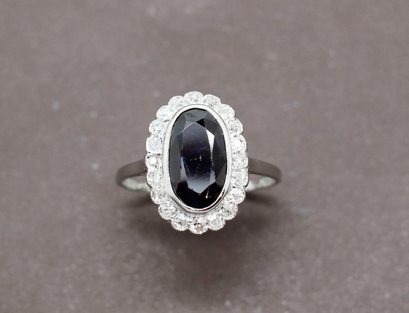 Bague Entourage Saphir Diamants