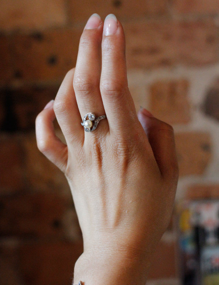 Bague Tourbillon Diamants et Perle