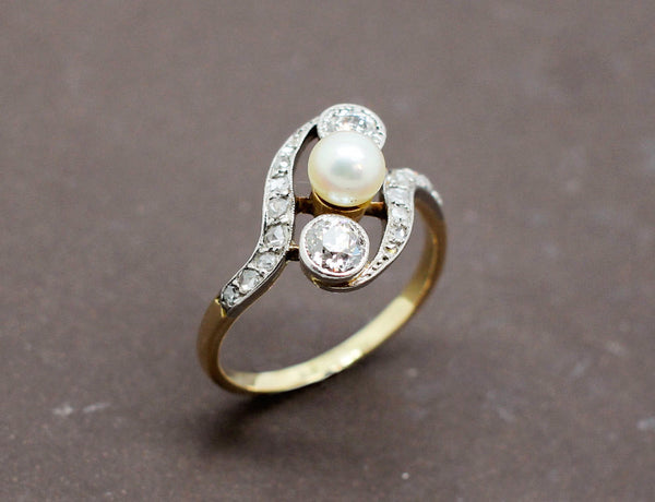 Bague Tourbillon Diamants et Perle