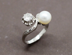 Bague Toi et Moi Diamant Perle
