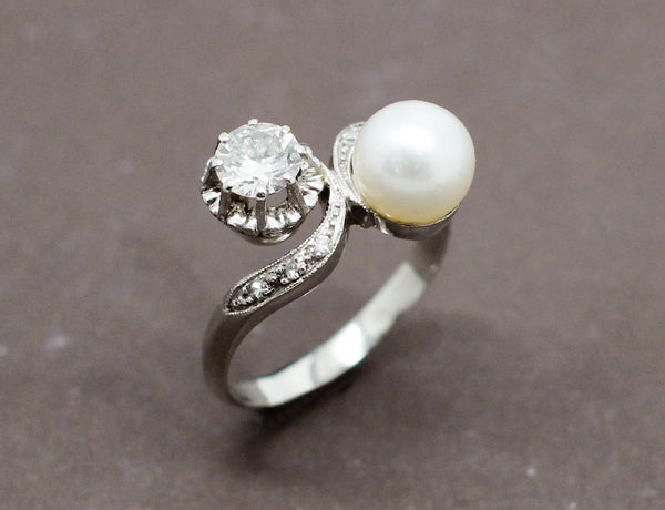 Bague Toi et Moi Diamant Perle
