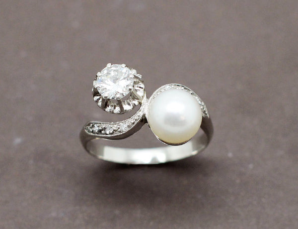 Bague Toi et Moi Diamant Perle