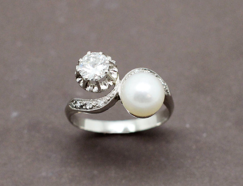 Bague Toi et Moi Diamant Perle