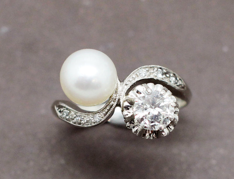 Bague Toi et Moi Diamant Perle