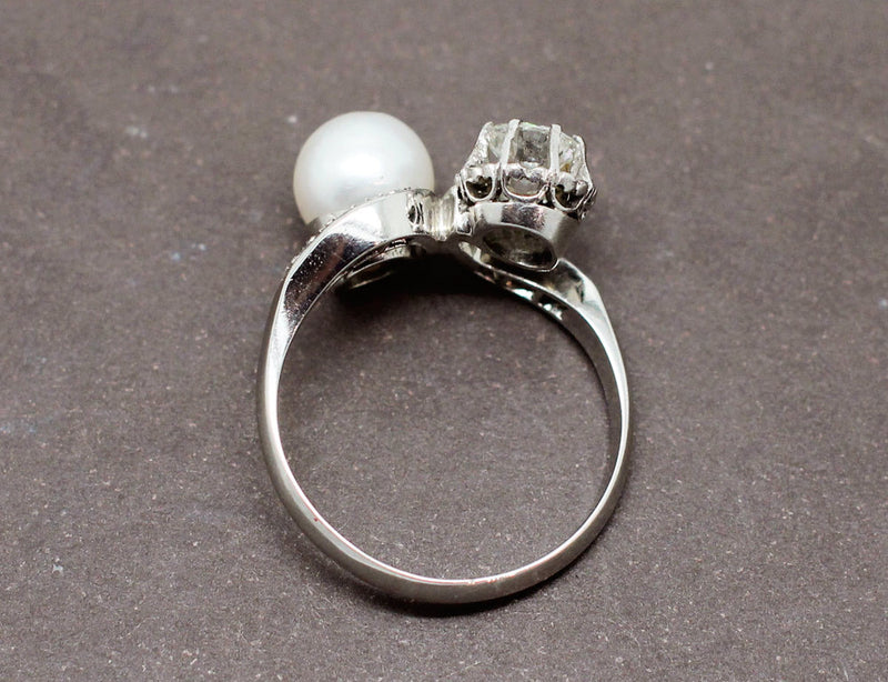Bague Toi et Moi Diamant Perle