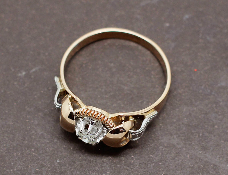 Bague 1950 Or Rose Diamant