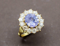 Bague fin XIXe Saphir Entourage Diamants