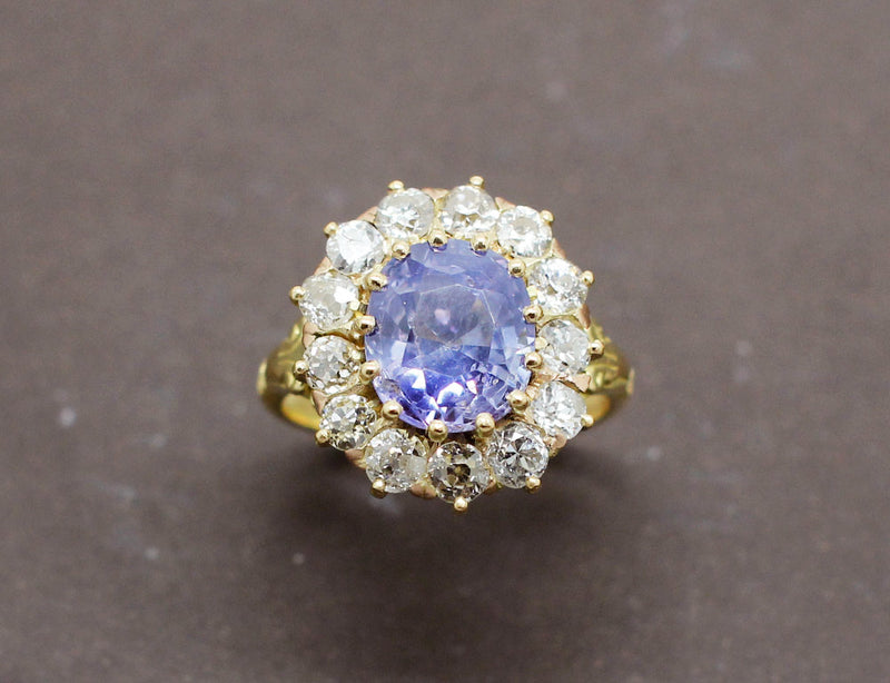 Bague fin XIXe Saphir Entourage Diamants