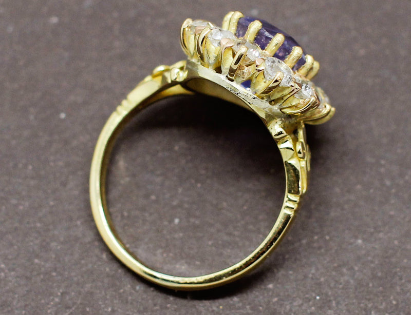 Bague fin XIXe Saphir Entourage Diamants