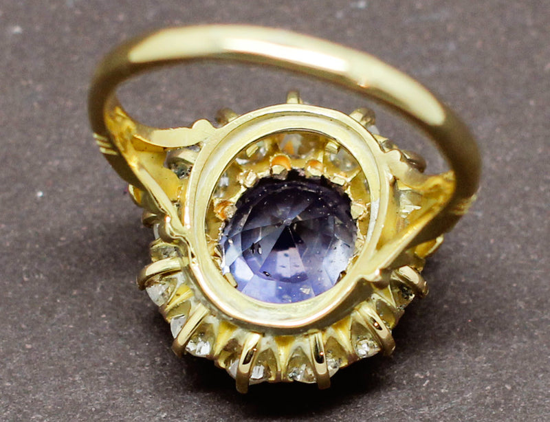 Bague fin XIXe Saphir Entourage Diamants