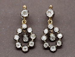 Boucles d'oreilles Pendantes Diamant  Anciennes