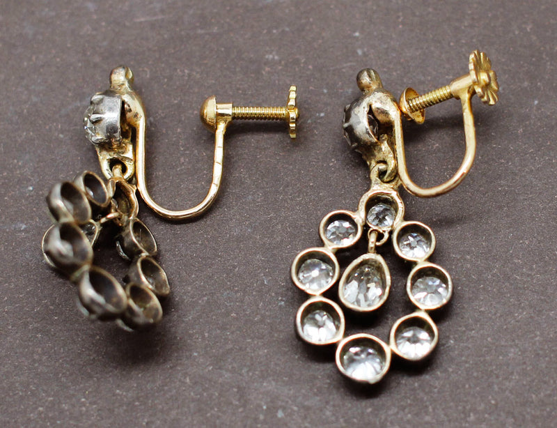 Boucles d'oreilles Pendantes Diamant  Anciennes