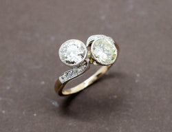 Bague Toi et Moi Diamants Jaune et Blanc
