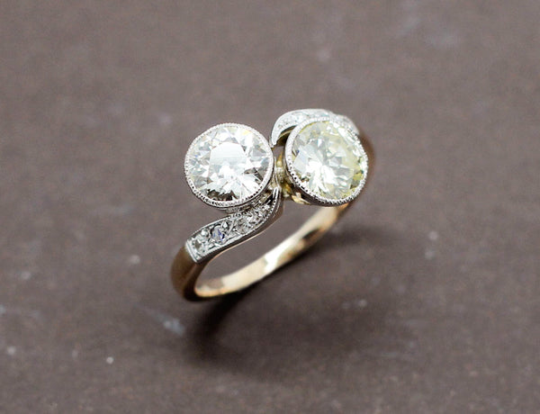 Bague Toi et Moi Diamants Jaune et Blanc