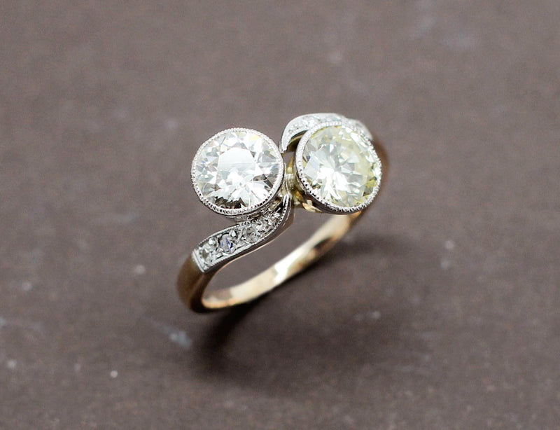 Bague Toi et Moi Diamants Jaune et Blanc