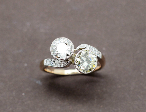 Bague Toi et Moi Diamants Jaune et Blanc
