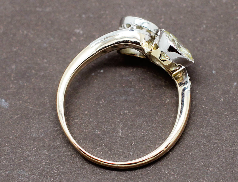 Bague Toi et Moi Diamants Jaune et Blanc