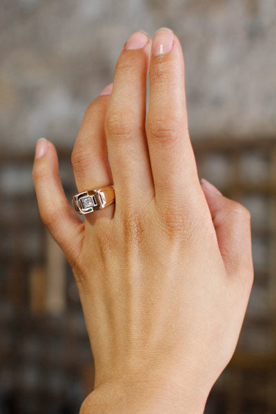 Bague Tank Or Jaune et Diamant
