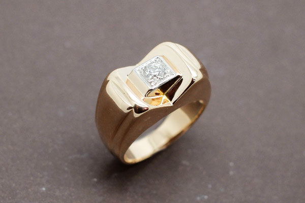 Bague Tank Or Jaune et Diamant