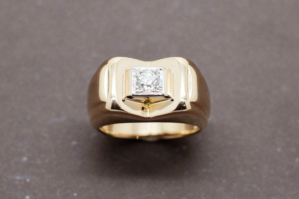 Bague Tank Or Jaune et Diamant