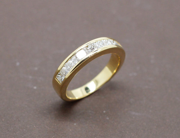 Demi Alliance Or Jaune et Diamants Taille Princesse