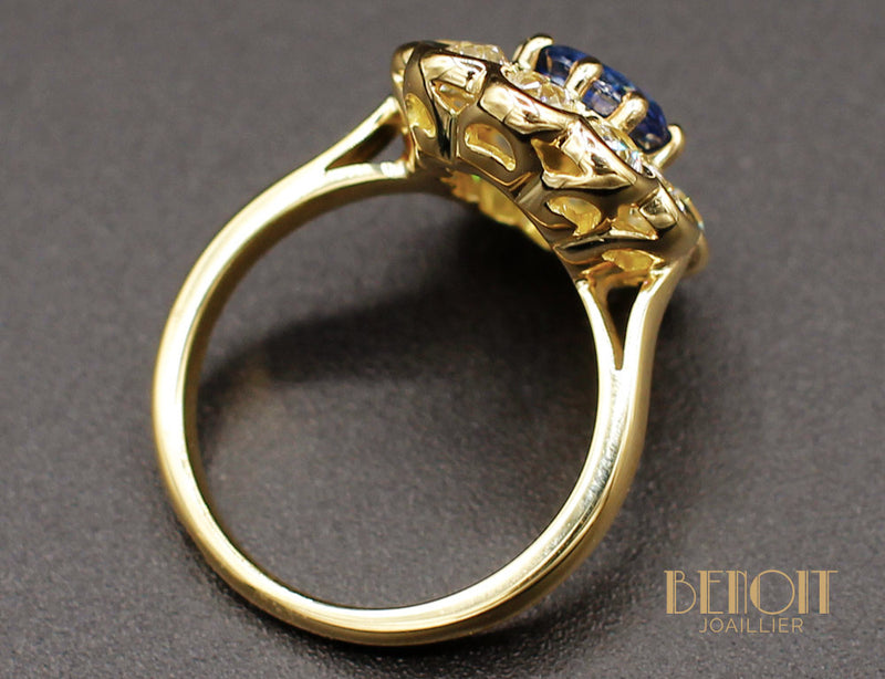 Bague Fleur Saphir Diamants