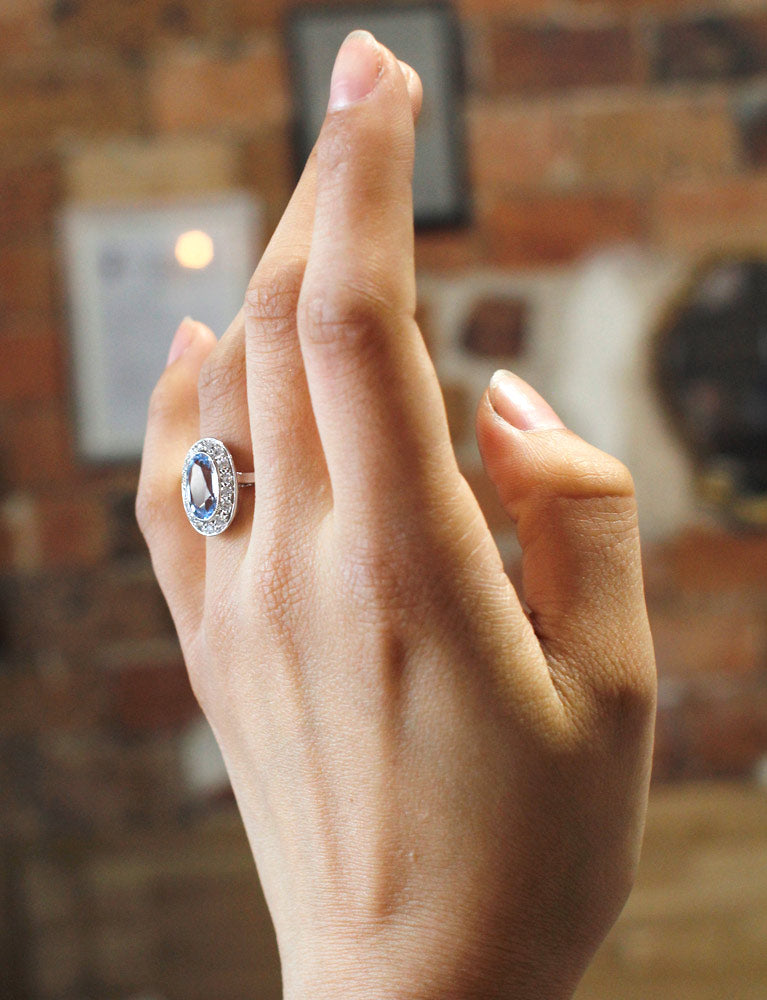 Bague Aigue Marine Diamants 1930