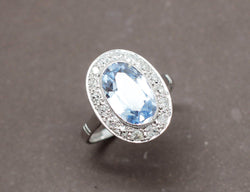Bague Aigue Marine Diamants 1930