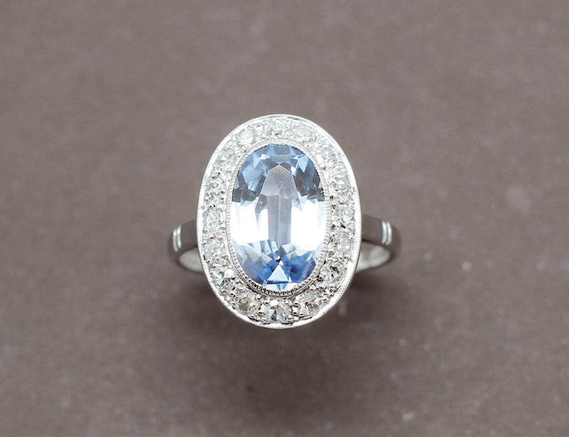 Bague Aigue Marine Diamants 1930