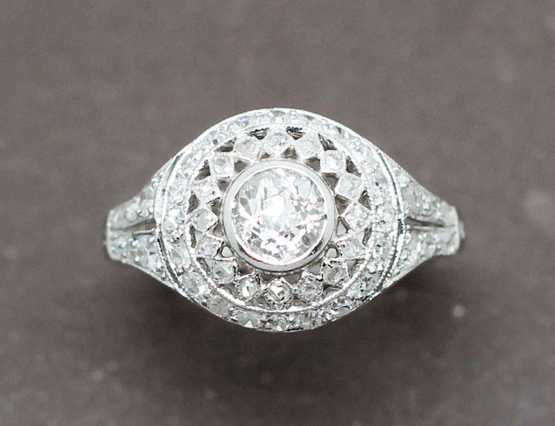 Bague Art Déco Platine Diamants