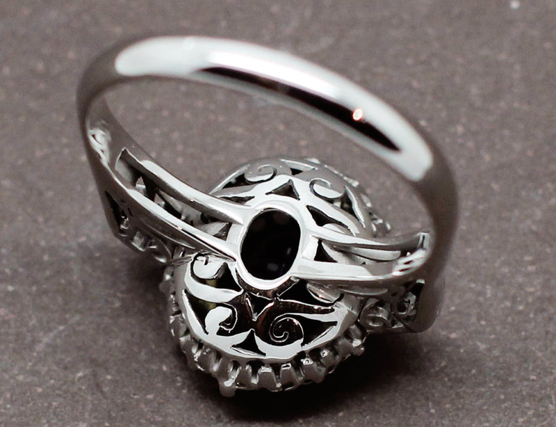 Bague Art Déco Saphir Entourage Diamants